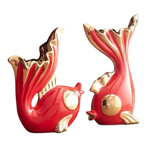 Ceramic Goldfish Ornaments | Elegant Decorative Display for Living Room