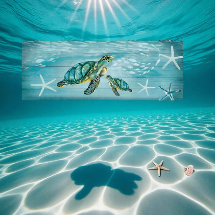Miyotaa Turtle Ocean Sea Curtain Valance – Coastal Starfish Teal Window Treatment for Kitchen, Living Room, Bedroom, or Bathroom