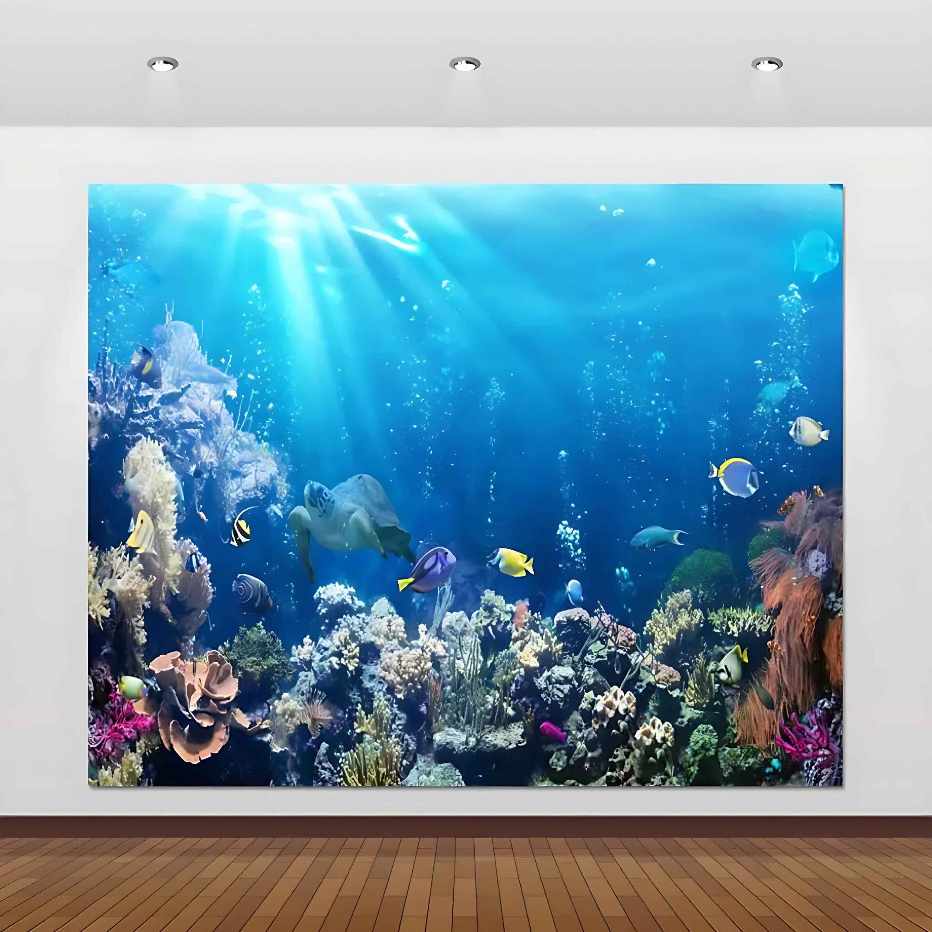 Under The Sea Backdrop 10×8 ft – Ocean Seabed Coral Reef Photography Background | Marine Aquarium Underwater World Banner for Party, Wedding & Event Decorations