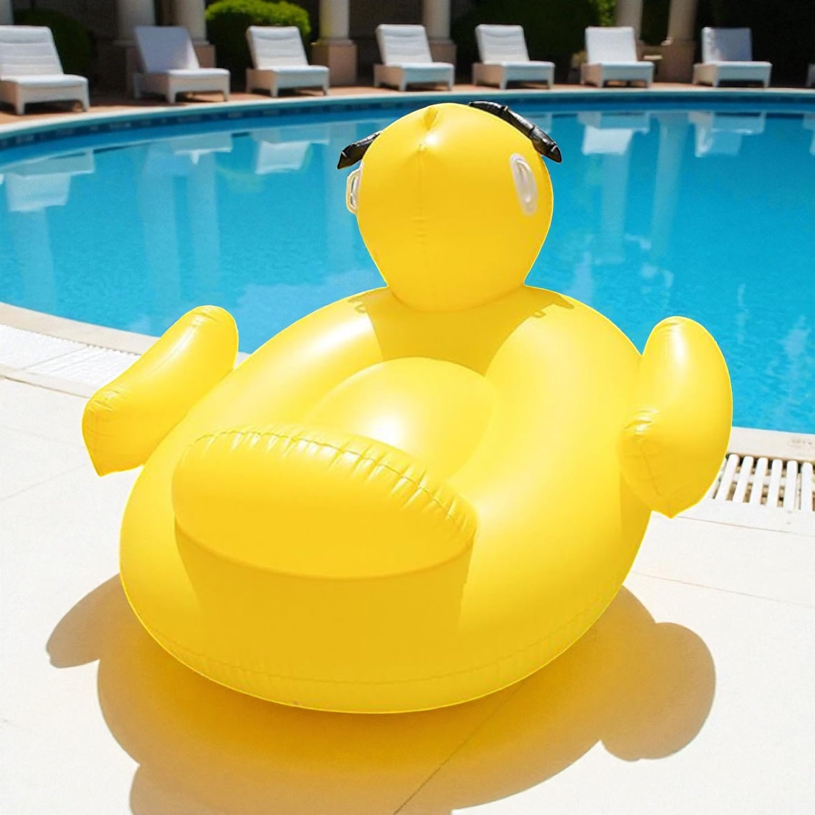 Giant Inflatable Duck Pool Float with Sunglasses – Oversized Swimming Ring for Adults by Wave & Hang