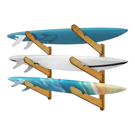 TWO STONES Surfboard Wall Rack – Heavy Duty Wooden Storage for Longboards, Shortboards & SUP