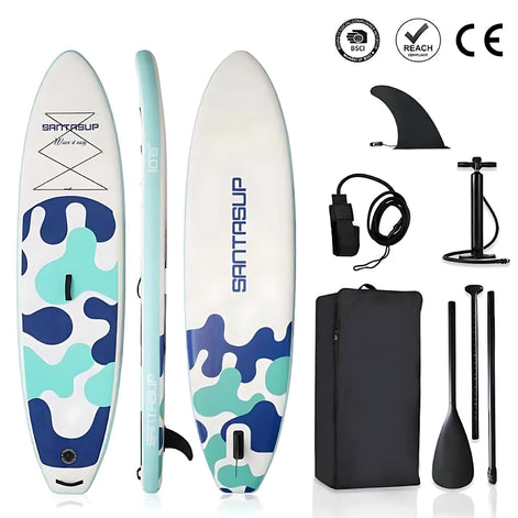 Inflatable SUP Paddle Board for Beginners Lightweight Camouflage by Wave & Hang