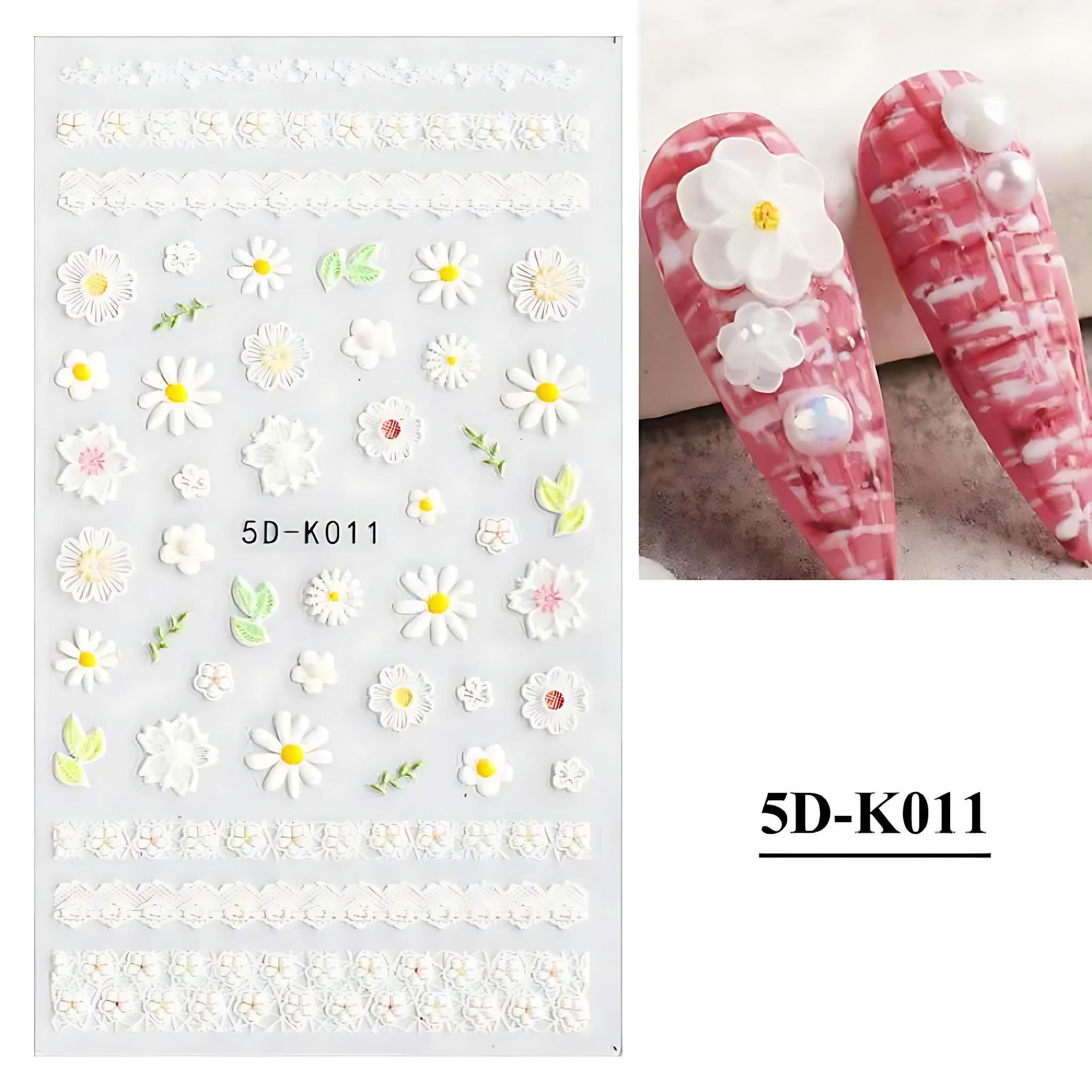 Elegant 3D White Lace Butterfly Nail Stickers for Brides by Wave & Hang