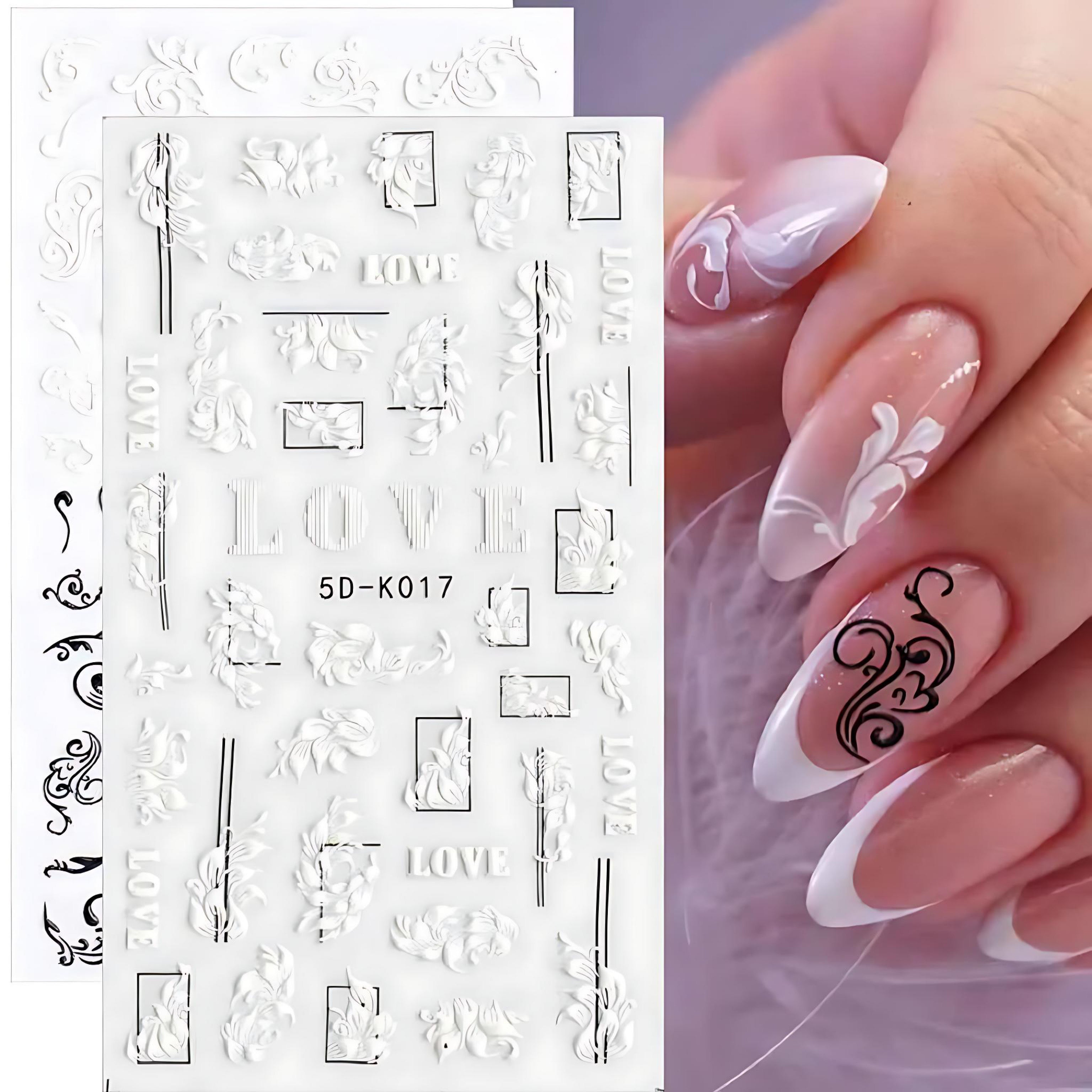 Elegant 3D White Lace Butterfly Nail Stickers for Brides by Wave & Hang