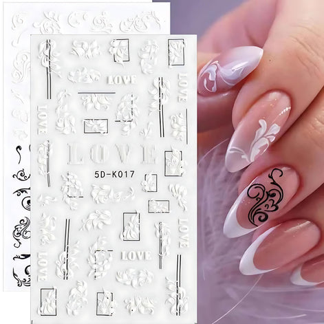 Elegant 3D White Lace Butterfly Nail Stickers for Brides by Wave & Hang