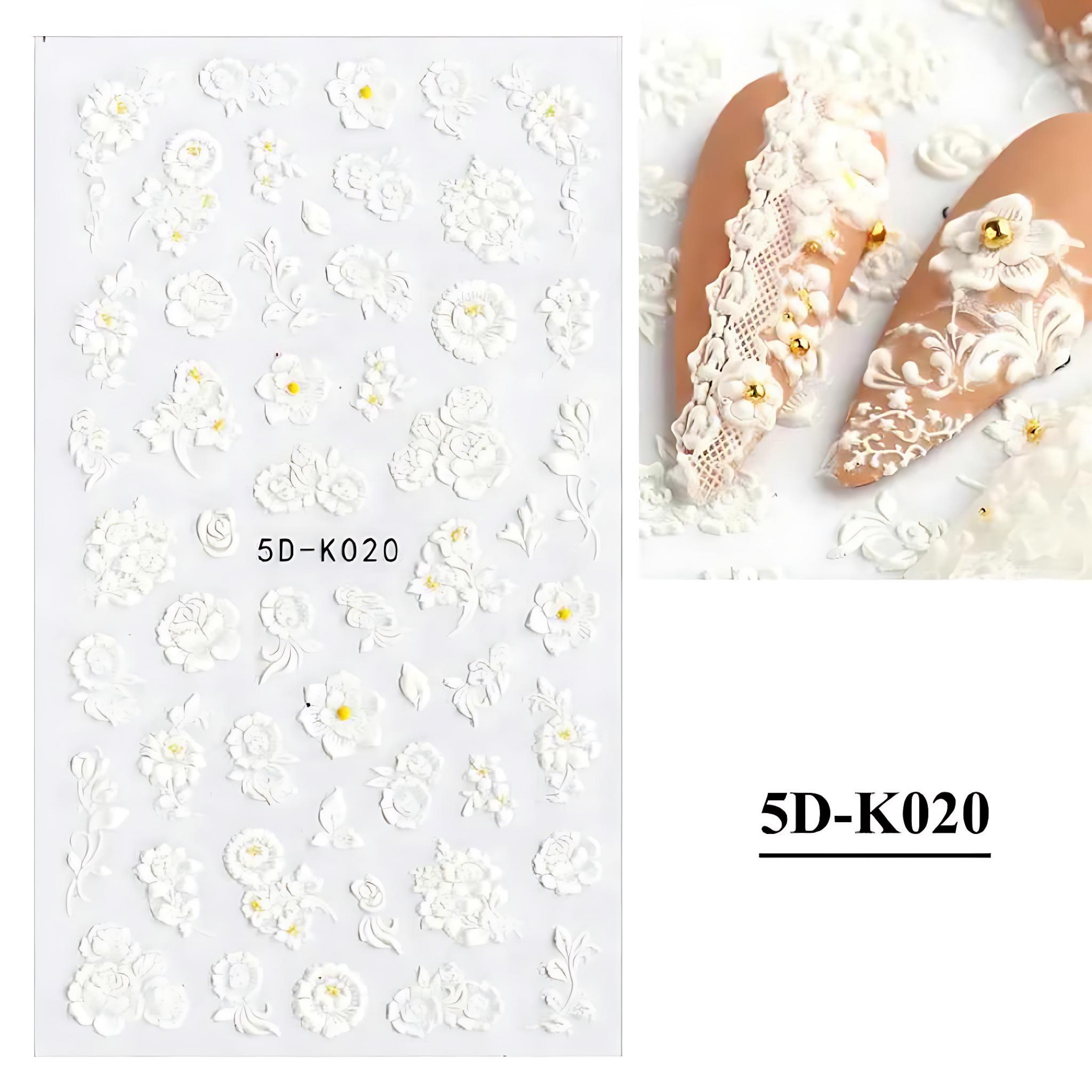 Elegant 3D White Lace Butterfly Nail Stickers for Brides by Wave & Hang