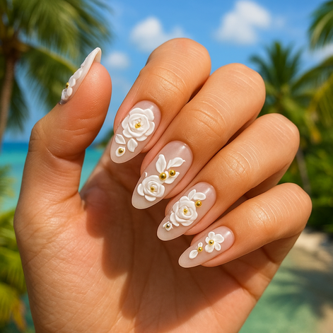 Elegant 3D White Lace Butterfly Nail Stickers for Brides by Wave & Hang