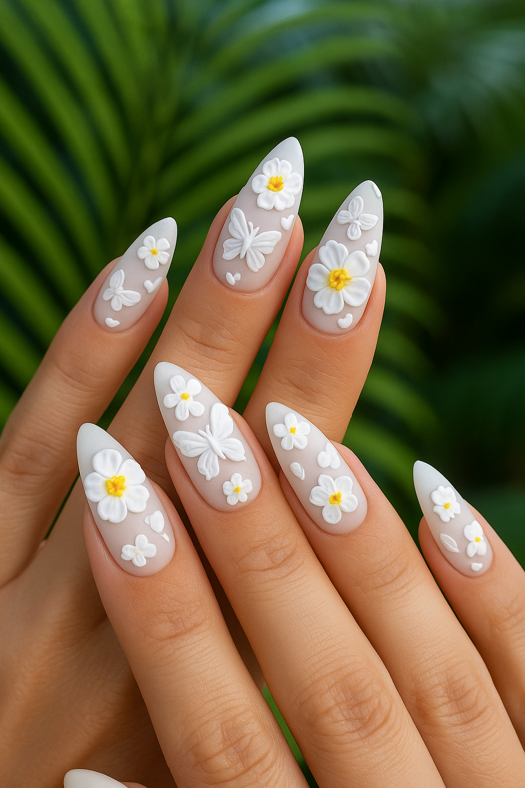 Elegant 3D White Lace Butterfly Nail Stickers for Brides by Wave & Hang