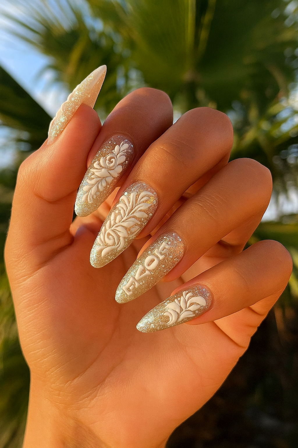 Elegant 3D White Lace Butterfly Nail Stickers for Brides by Wave & Hang