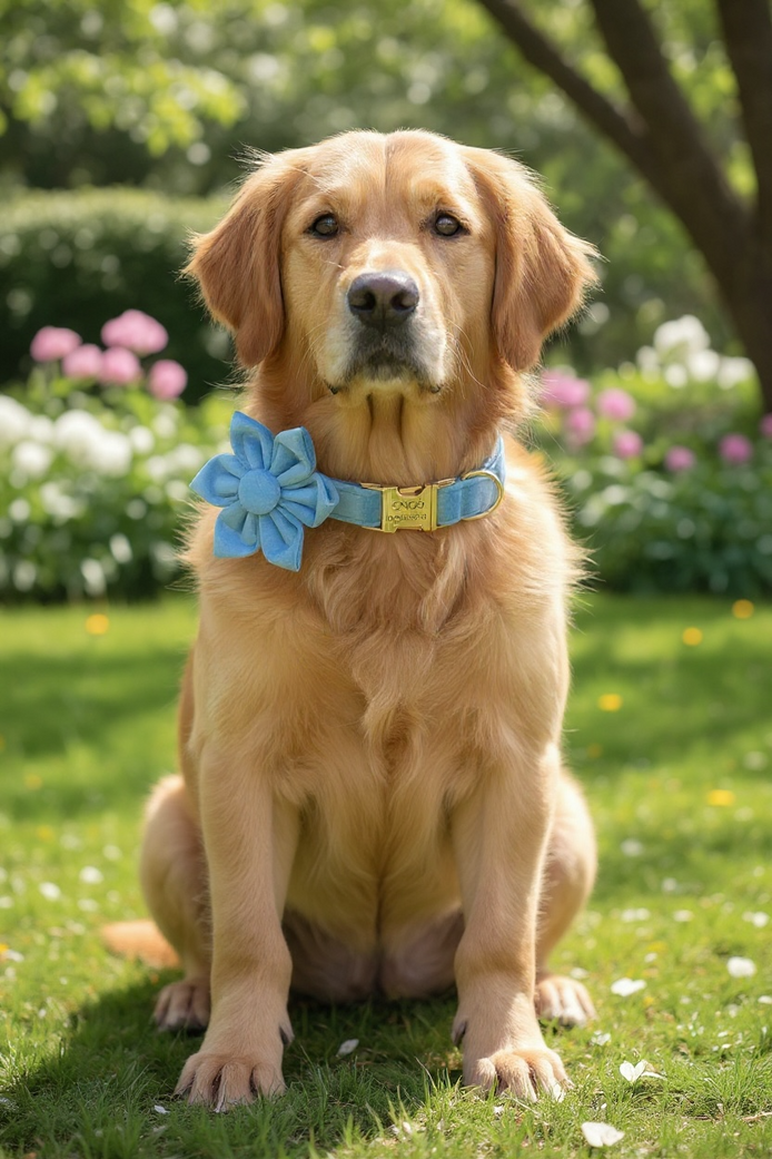 Luxury Blue Velvet Dog Collar & Leash Set – Stylish Comfort for All Breeds by Wave & Hang