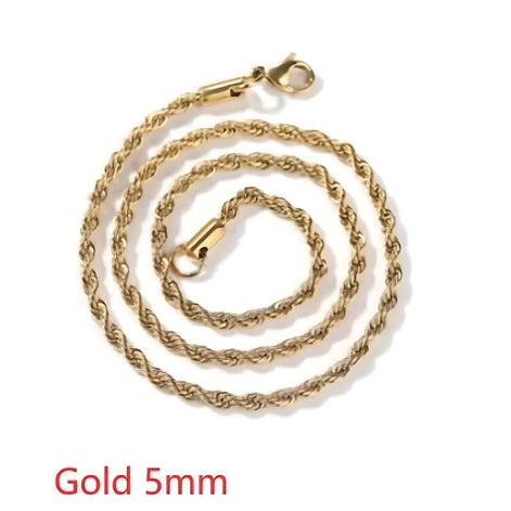 3MM Twisted Rope Chain Necklace – Durable Unisex Elegance by Wave & Hang