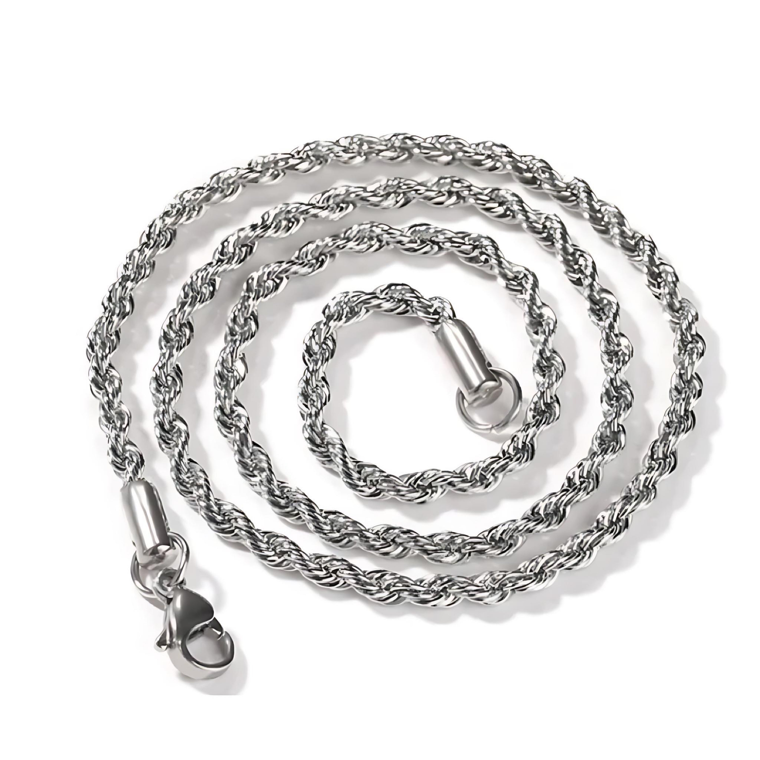 3MM Twisted Rope Chain Necklace – Durable Unisex Elegance by Wave & Hang