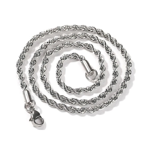 3MM Twisted Rope Chain Necklace – Durable Unisex Elegance by Wave & Hang