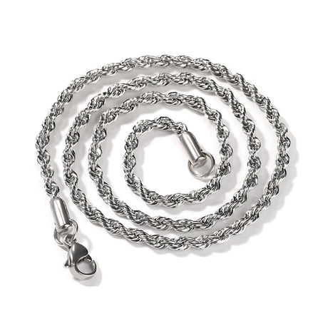 3MM Twisted Rope Chain Necklace – Durable Unisex Elegance by Wave & Hang
