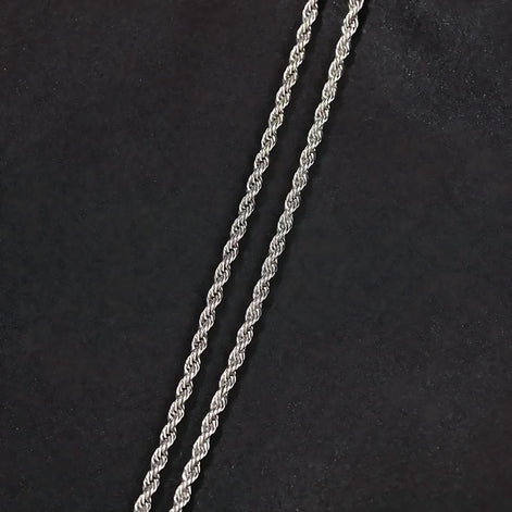 3MM Twisted Rope Chain Necklace – Durable Unisex Elegance by Wave & Hang