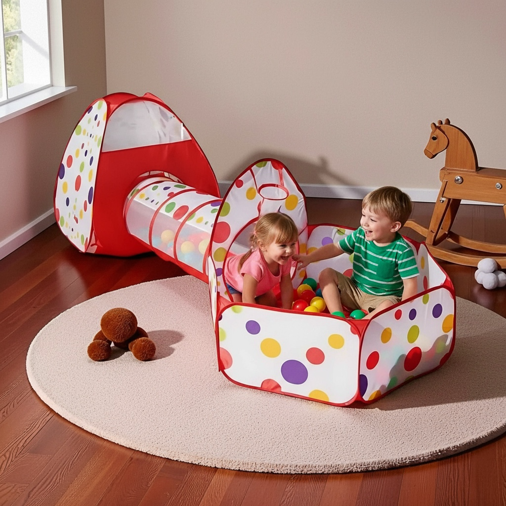 Kids Indoor Outdoor Play Tunnel Set - Fun & Adventure! by Wave & Hang