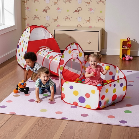 Kids Indoor Outdoor Play Tunnel Set - Fun & Adventure! by Wave & Hang