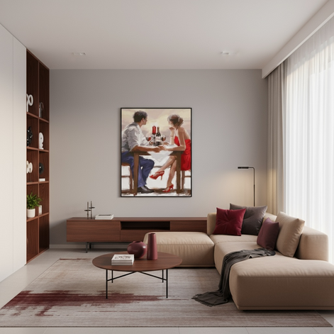 Romantic Digital Oil Painting | Elegant Couple Art for Home by Wave & Hang