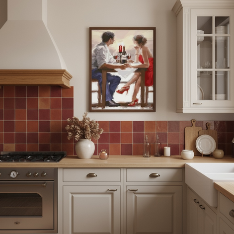 Romantic Digital Oil Painting | Elegant Couple Art for Home by Wave & Hang