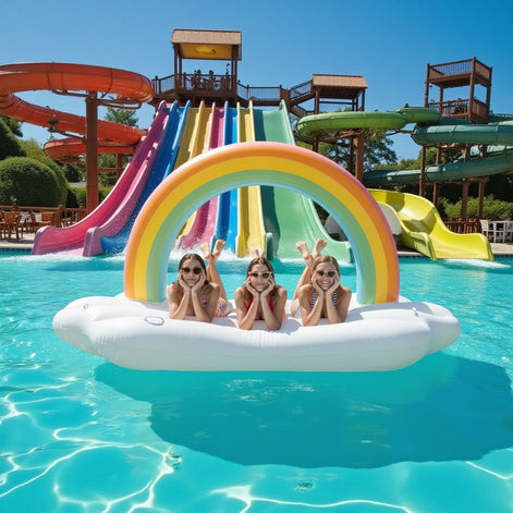 Inflatable Rainbow Cloud Island Float for Adults and Kids Giant Lounge by Wave & Hang