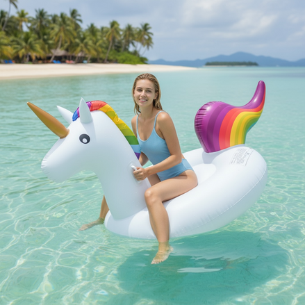 Inflatable Unicorn Pool Float Eco PVC Giant 190cm 270cm by Wave & Hang