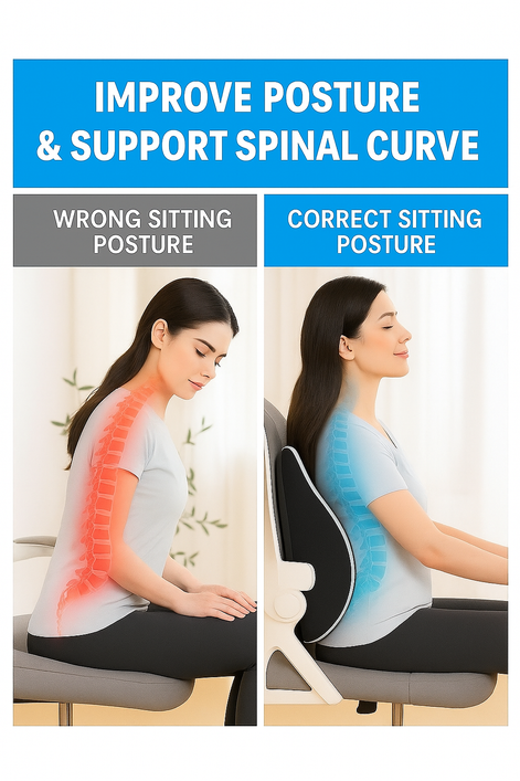 Memory Foam Office Back Cushion With Ergonomic Lumbar Support For Chair And Car Use by Wave & Hang