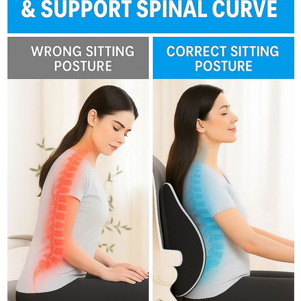 Memory Foam Office Back Cushion With Ergonomic Lumbar Support For Chair And Car Use by Wave & Hang