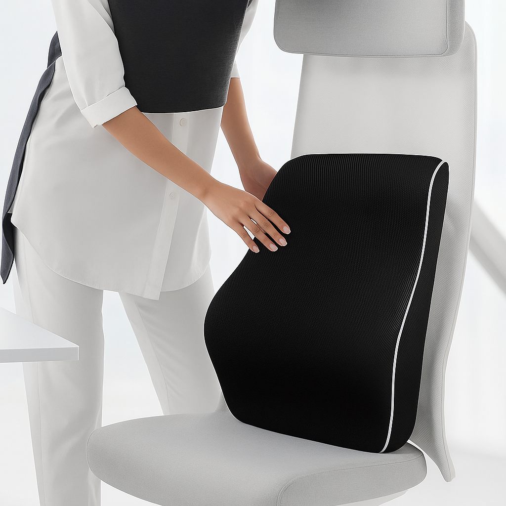 Memory Foam Office Back Cushion With Ergonomic Lumbar Support For Chair And Car Use by Wave & Hang