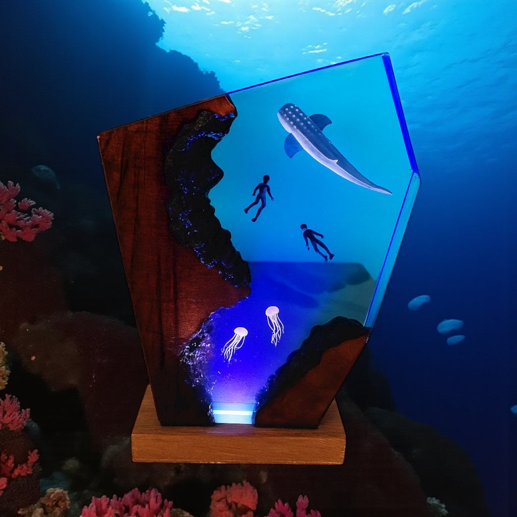 Creative USB Ocean Night Lamp 3D Underwater LED Desk Light Ocean Scene Resin Lamp For Bedroom Decor by Wave & Hang