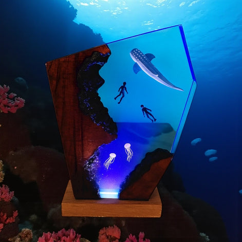 Creative USB Ocean Night Lamp 3D Underwater LED Desk Light Ocean Scene Resin Lamp For Bedroom Decor by Wave & Hang