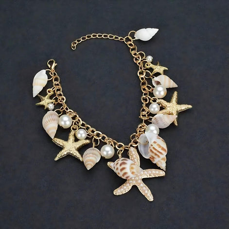 Bohemian Ocean Tide Starfish Shell Bracelet For Women In Gold And Silver Coastal Boho Beach Jewelry by Wave & Hang