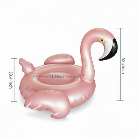 Pink Giant Flamingo Pool Float Heavy Duty Ride On For Adults Kids 43x34 Inches Extra Large by Wave & Hang