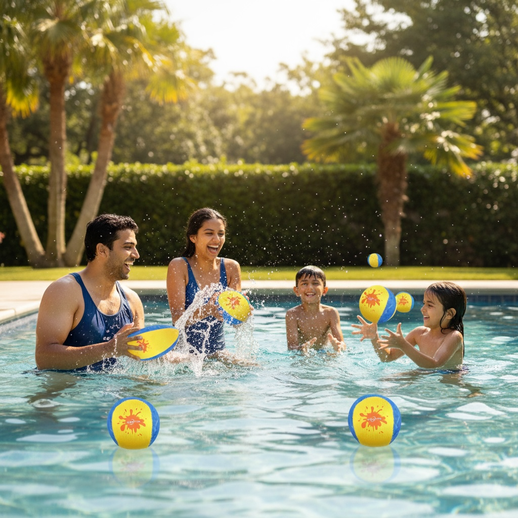 YAOJITYO Water Skip Balls 4 Pack Soft Durable TPR Floating Toy by Wave & Hang