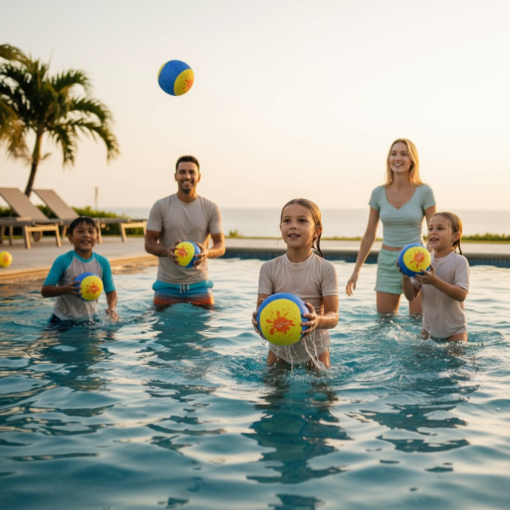 YAOJITYO Water Skip Balls 4 Pack Soft Durable TPR Floating Toy by Wave & Hang