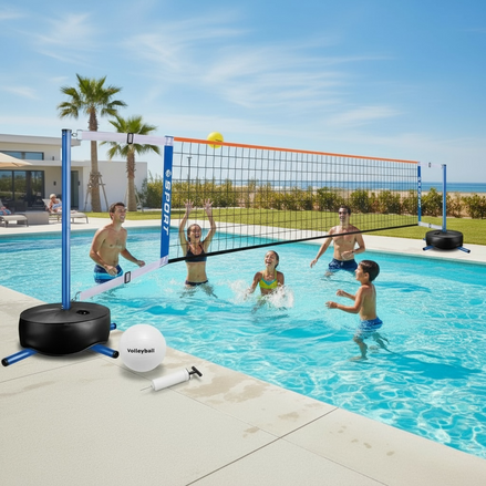 Furypiont Pool Volleyball Net Set With Adjustable Height And 2 Balls by Wave & Hang