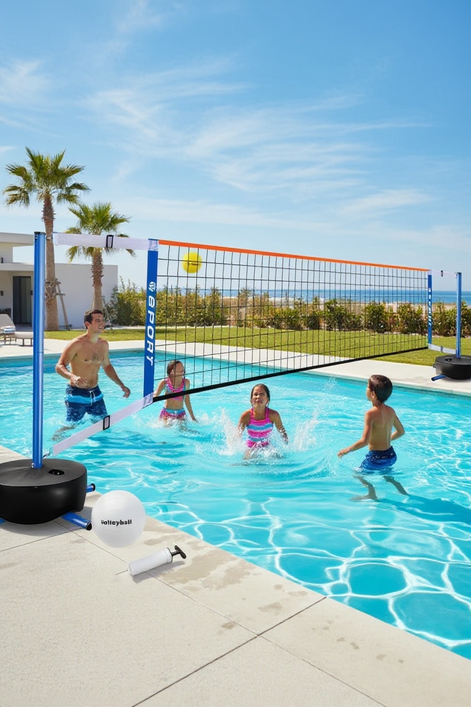Furypiont Pool Volleyball Net Set With Adjustable Height And 2 Balls by Wave & Hang