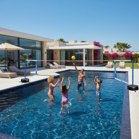 Furypiont Pool Volleyball Net Set With Adjustable Height And 2 Balls by Wave & Hang