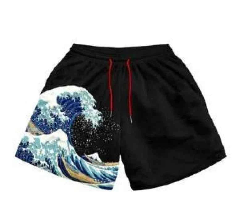 Anime Print Men’s Beach Shorts – Bold Summer Swimwear