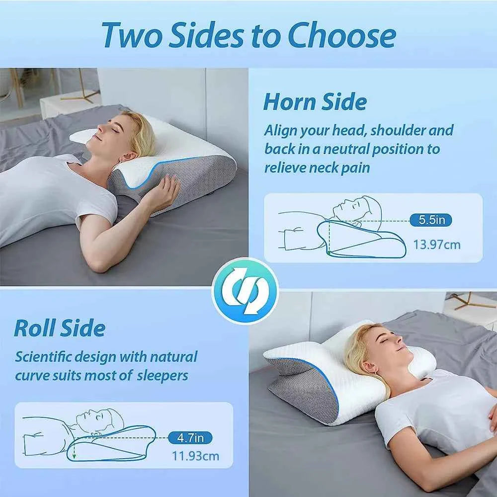 Orthopedic Memory Foam Cervical Pillow | Ergonomic Butterfly Neck Support Cushion for Pain Relief & Alignment