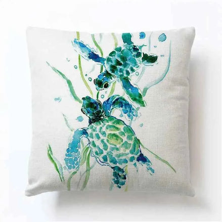 Ocean Turtle Cushion Cover – Decorative Sea-Inspired Pillow Case (4 Styles, 45x45 cm)