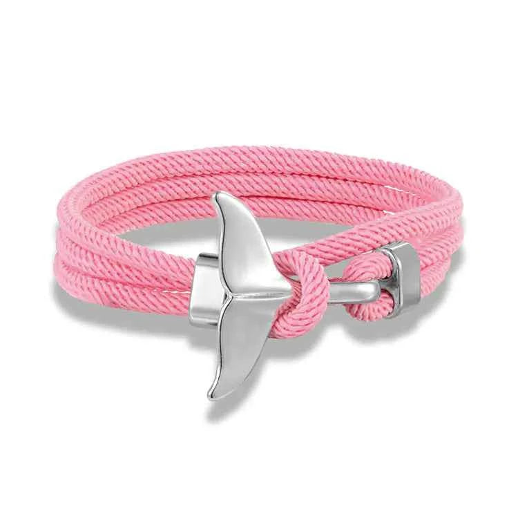 Ocean Whale Tail Anchor Bracelet – Adjustable Nautical Rope Bracelet for Couples & Ocean Lovers
