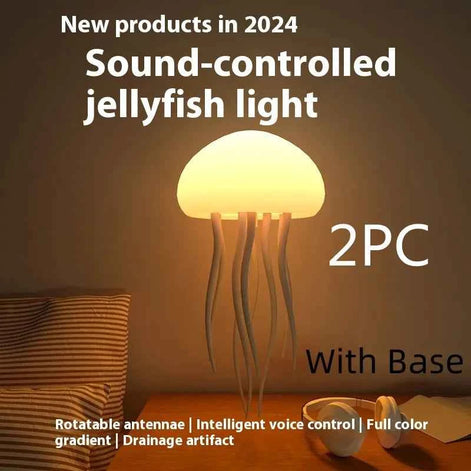Jellyfish LED Lamp – Sound-Controlled Night Light for Relaxation, Bedroom & Office Decor
