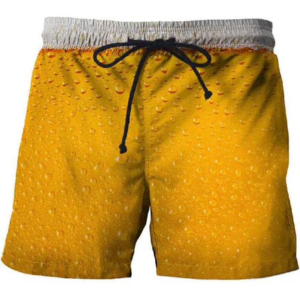 Waterdrop 3D Printed Beach Shorts with Pockets – Cotton Comfort