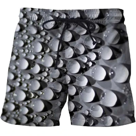 Waterdrop 3D Printed Beach Shorts with Pockets – Cotton Comfort