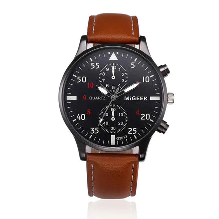 Men’s Retro Leather Band Quartz Watch – Classic Analog Timepiece