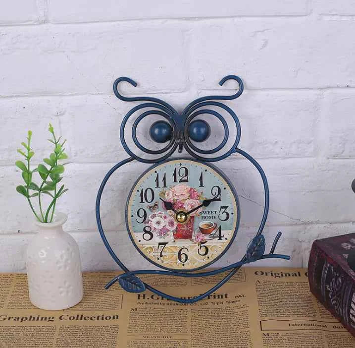 Vintage Minimalist Wall Clock | Retro Owl Design Wall Art Clock | Silent Sweep Hanging Clock for Living Room & Bedroom