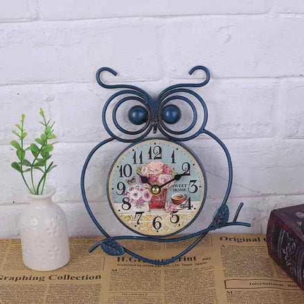 Vintage Minimalist Wall Clock | Retro Owl Design Wall Art Clock | Silent Sweep Hanging Clock for Living Room & Bedroom
