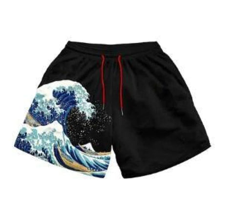 Anime Print Men’s Beach Shorts – Bold Summer Swimwear