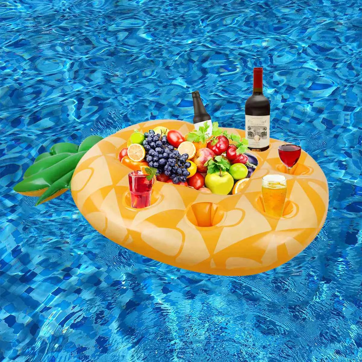 Inflatable Pineapple Pool Drink Holder – Floating Snack & Beverage Tray for Pool Parties & Beach Fun