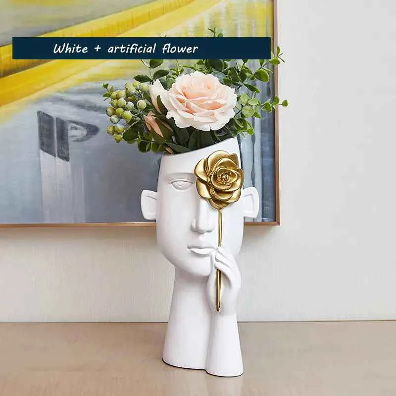 Creative Nordic Resin Vase – Modern Artistic Home & Office Decor